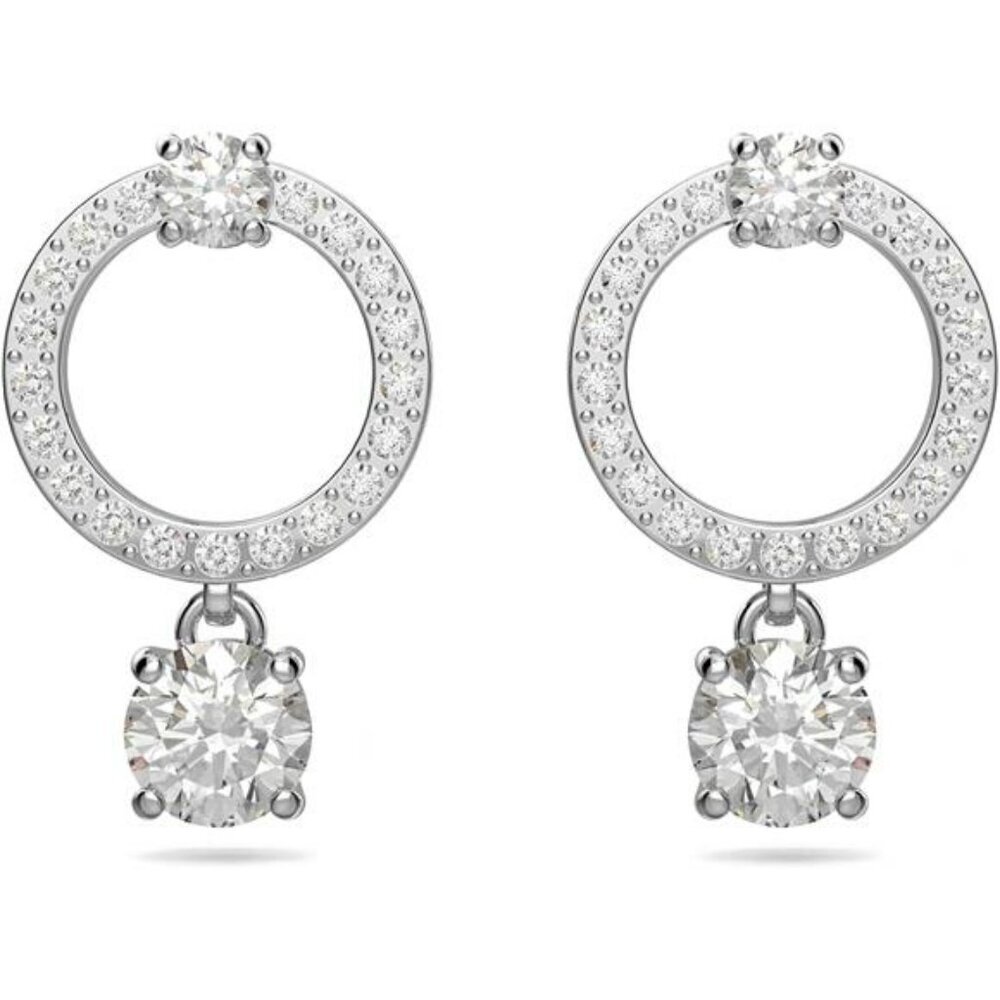 Crystal jewelry set with necklace earrings bracelet rhodium tone gift box